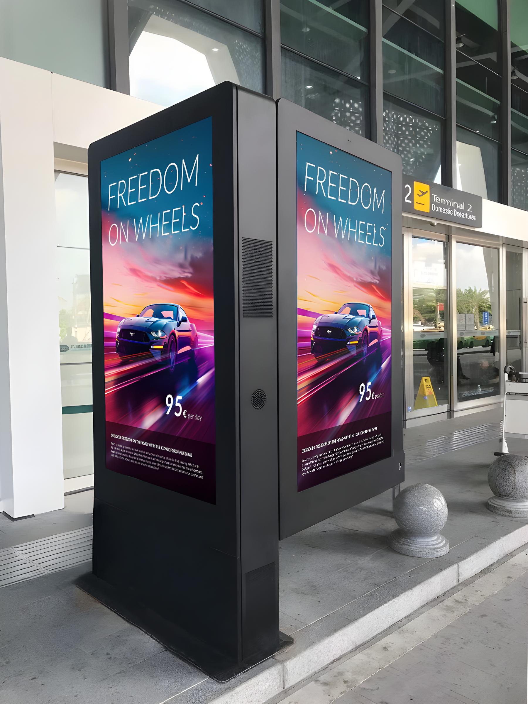 Digital Signage Outdoor Doppelstele mit IP55-Klassifizierung und Player