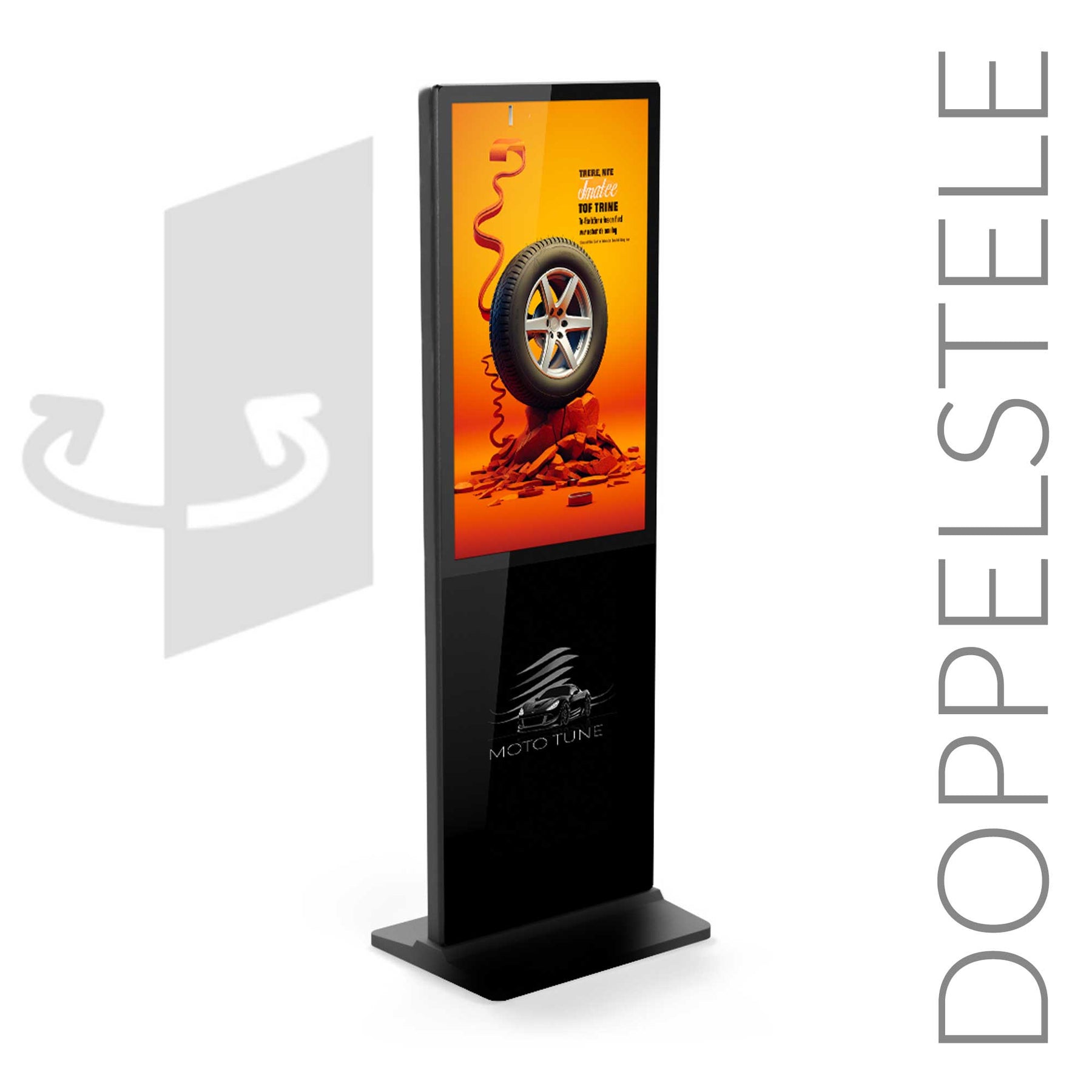 Digital signage stele with player, 43" - 65", one-sided, optional touch function