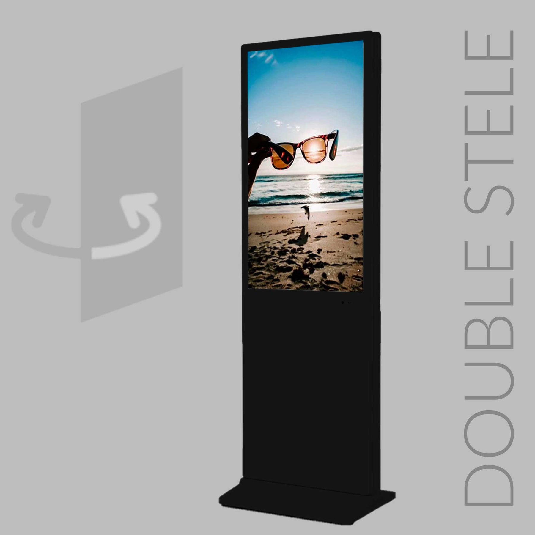 Digital signage stele with player, 43" - 65", one-sided, optional touch function