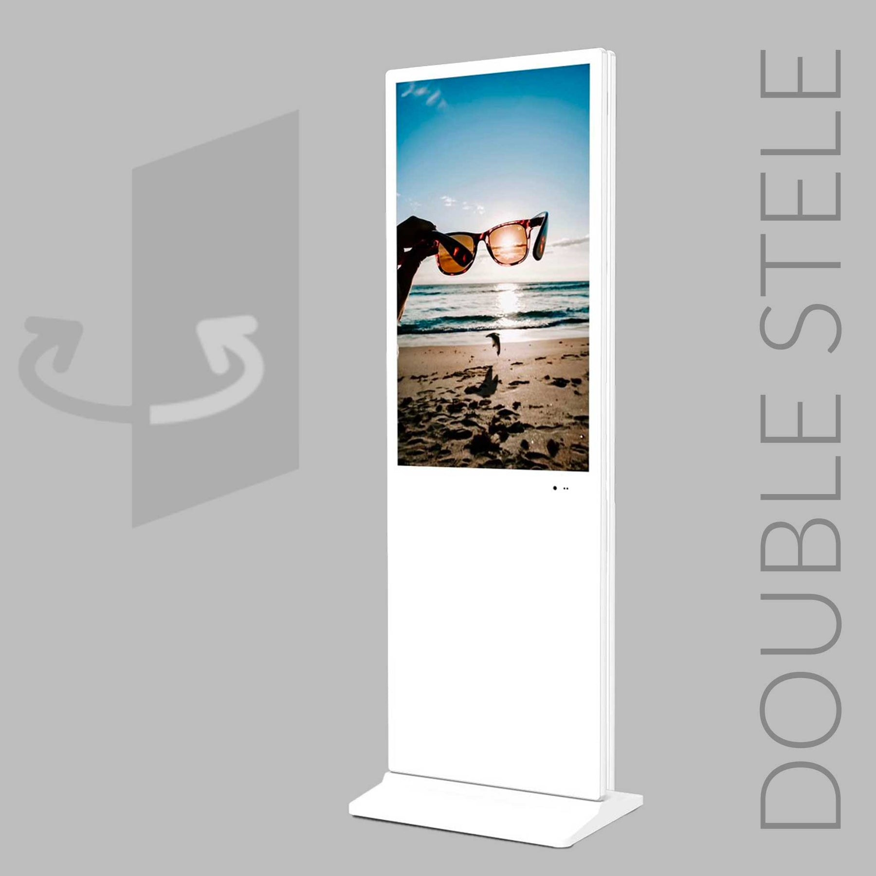 Digital signage stele with player, 43" - 65", one-sided, optional touch function