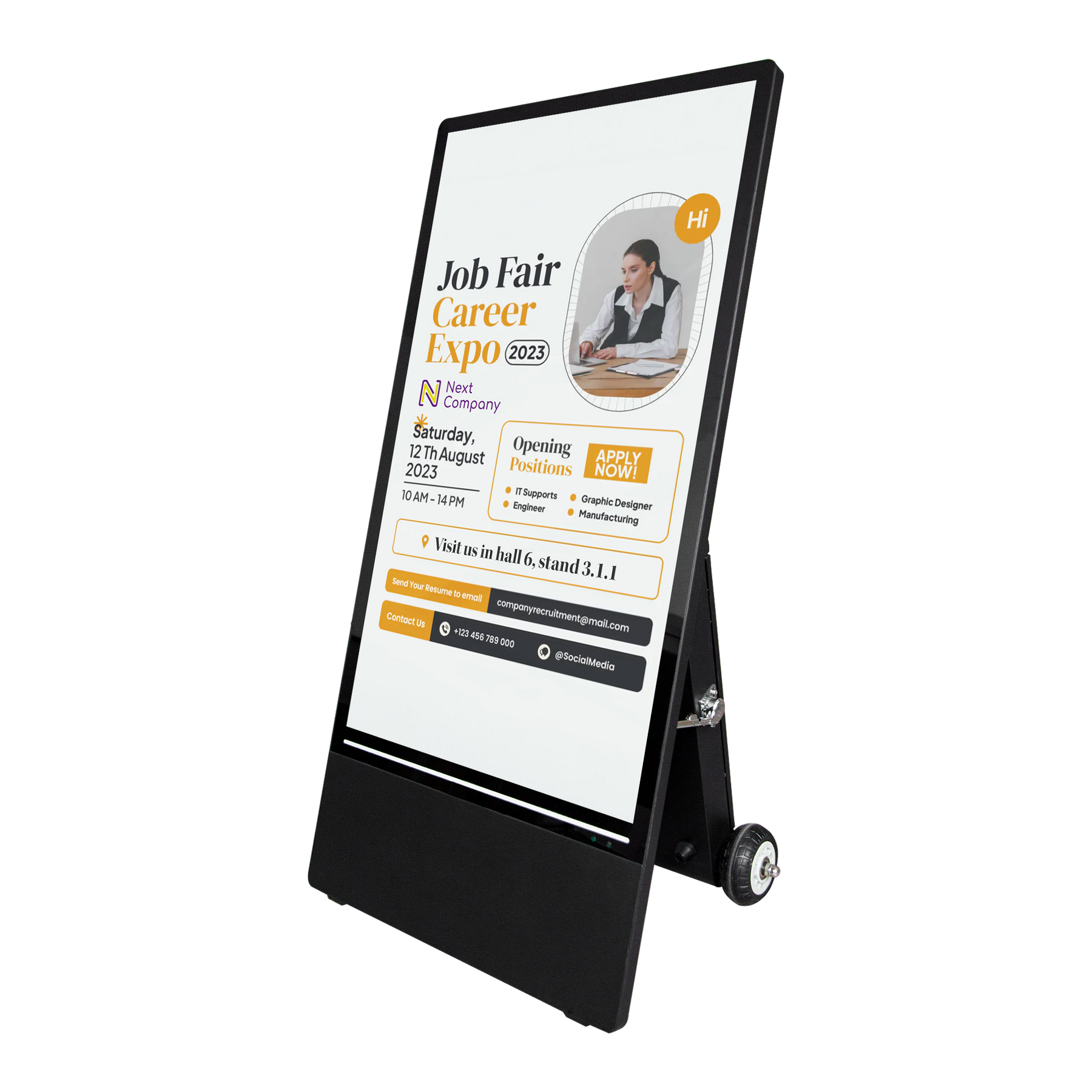 Mietgerät: Mobiles Digital Signage System mit 43 Zoll HighBrightness Display